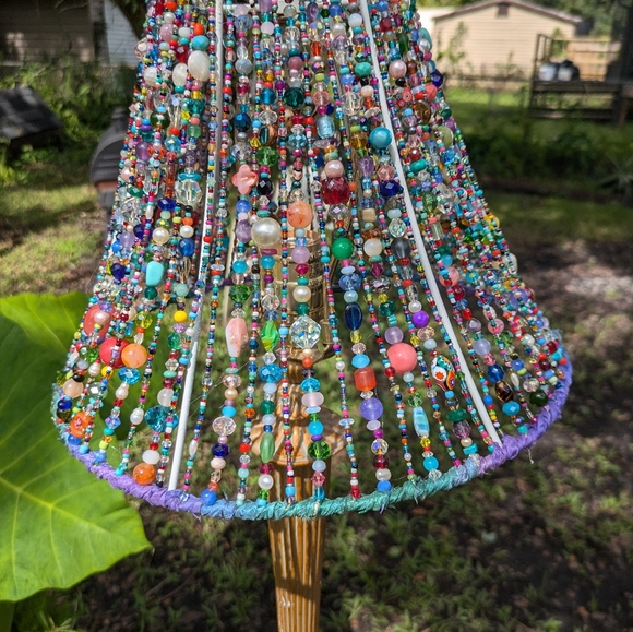 Custom ARTISAN Hand Beaded Colorful Bohemian Lampshade OOAK - Picture 15 of 17